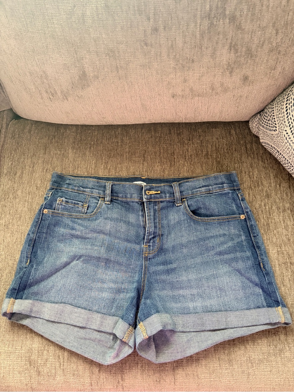 Blue Denim Roll-Cuff Women's Shorts-OLD NAVY